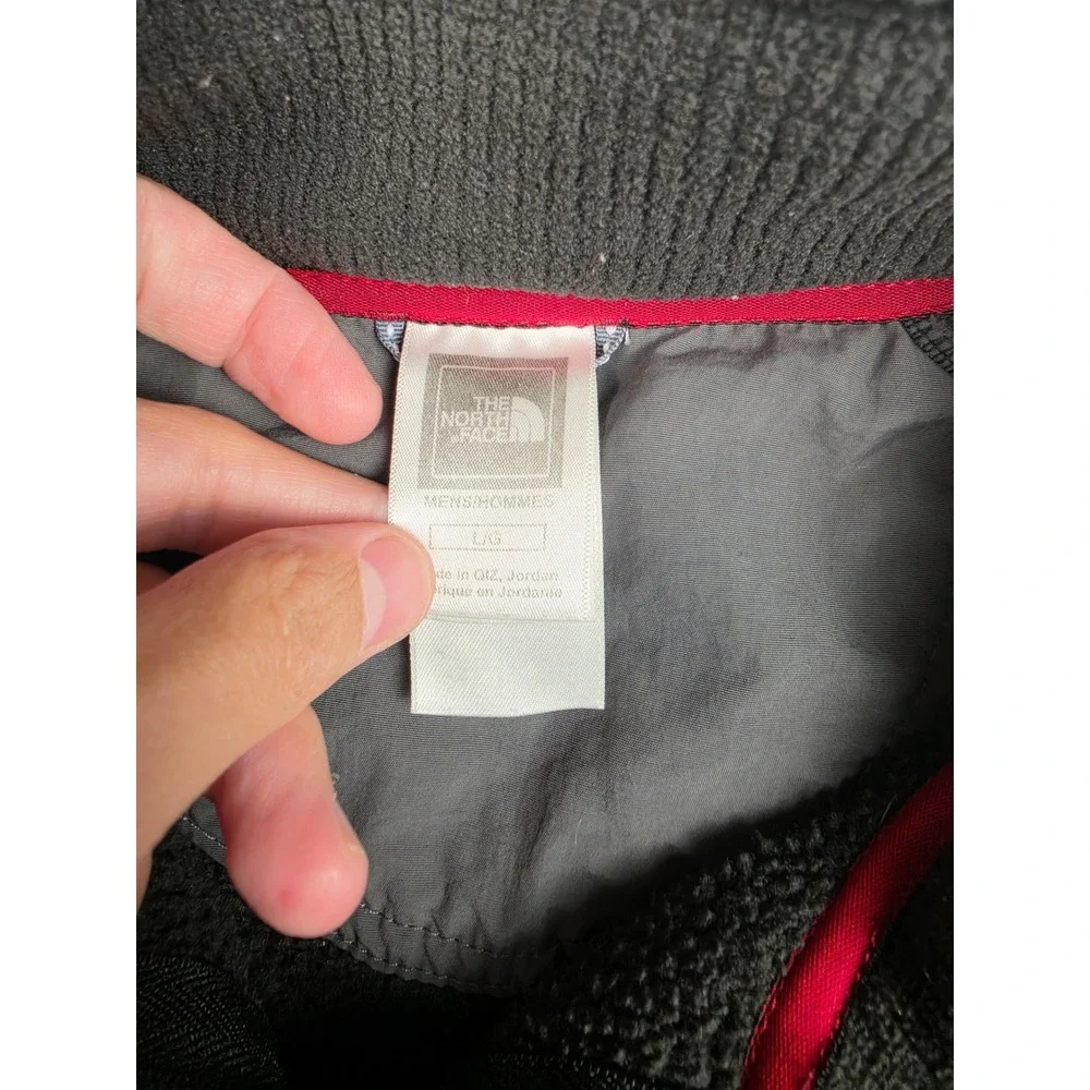 The North Face 1/4 Zip Fleece Pullover Mens Large Black Textured Grid Thermal